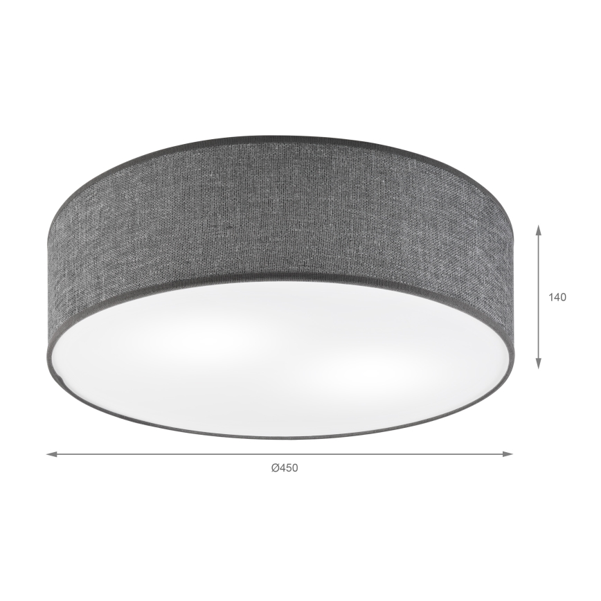 Plafondlamp SIRJA 2xE27/15W/230V Ø 45 cm grijs