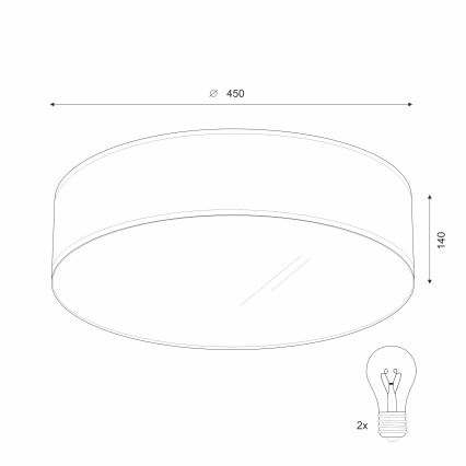 Plafondlamp SIRJA 2xE27/60W/230V d. 45 cm crème