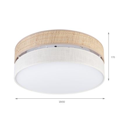 Plafondlamp SIRJA BOHO 2xE27/15W/230V Ø 45 cm beige/crème