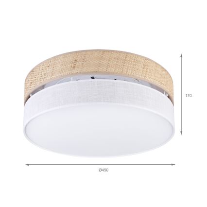 Plafondlamp SIRJA BOHO 2xE27/15W/230V Ø 45 cm beige/wit