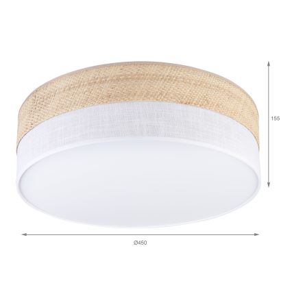 Plafondlamp SIRJA BOHO 2xE27/15W/230V Ø 45 cm beige/wit