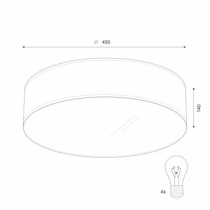 Plafondlamp SIRJA DOUBLE 4xE27/15W/230V diameter 45 cm crème