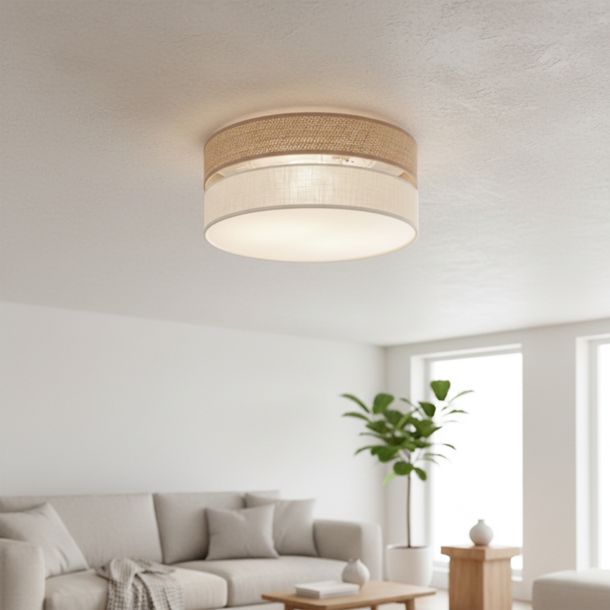 Plafondlamp SIRJA DOUBLE BOHO 2xE14/15W/230V Ø 35 cm beige/crème