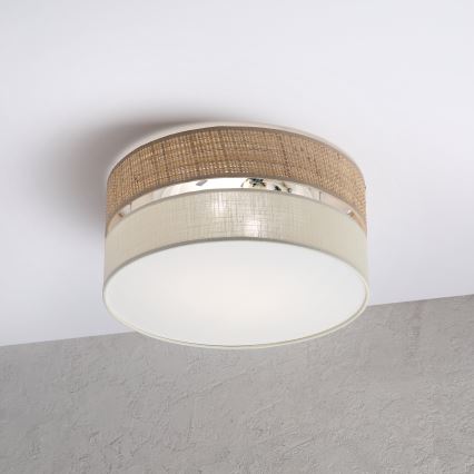 Plafondlamp SIRJA DOUBLE BOHO 2xE14/15W/230V Ø 35 cm beige/crème