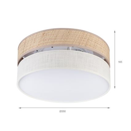 Plafondlamp SIRJA DOUBLE BOHO 2xE14/15W/230V Ø 35 cm beige/crème