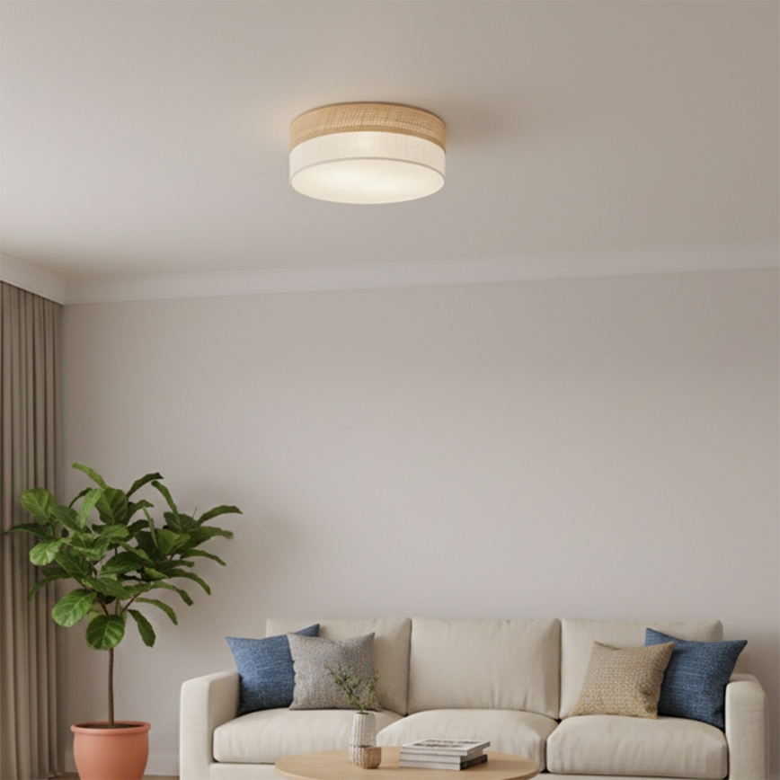 Plafondlamp SIRJA DOUBLE BOHO 2xE14/15W/230V Ø 35 cm beige/crème