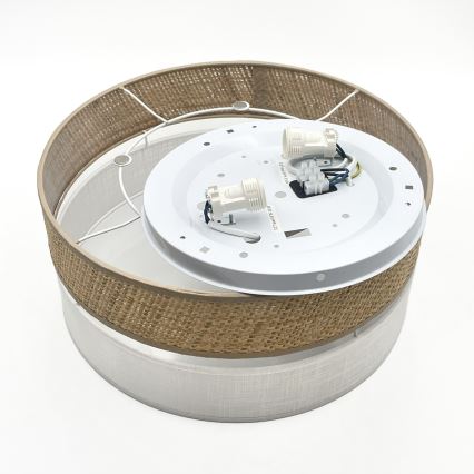 Plafondlamp SIRJA DOUBLE BOHO 2xE14/15W/230V Ø 35 cm beige/wit