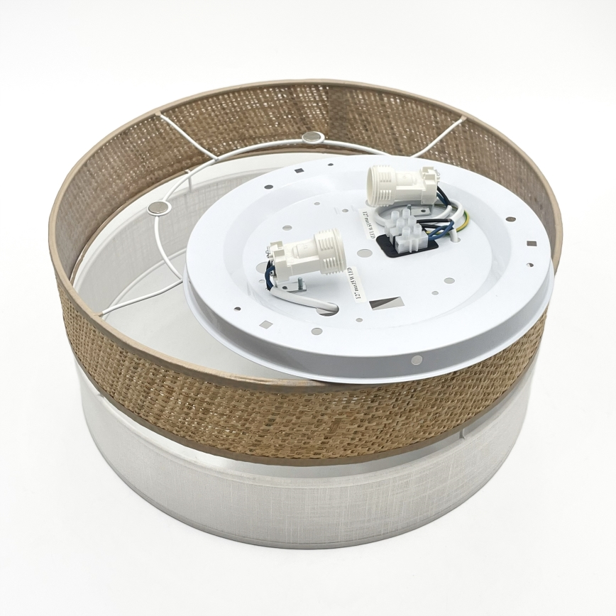 Plafondlamp SIRJA DOUBLE BOHO 2xE14/15W/230V Ø 35 cm beige/wit