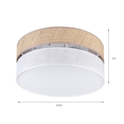 Plafondlamp SIRJA DOUBLE BOHO 2xE14/15W/230V Ø 35 cm beige/wit