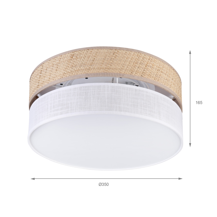 Plafondlamp SIRJA DOUBLE BOHO 2xE14/15W/230V Ø 35 cm beige/wit