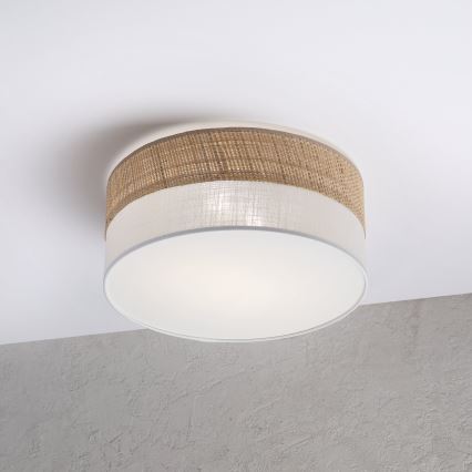 Plafondlamp SIRJA DOUBLE BOHO 2xE14/15W/230V Ø 35 cm beige/wit