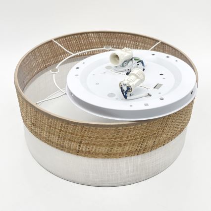 Plafondlamp SIRJA DOUBLE BOHO 2xE14/15W/230V Ø 35 cm beige/wit