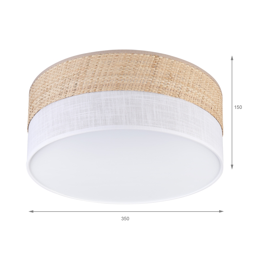 Plafondlamp SIRJA DOUBLE BOHO 2xE14/15W/230V Ø 35 cm beige/wit