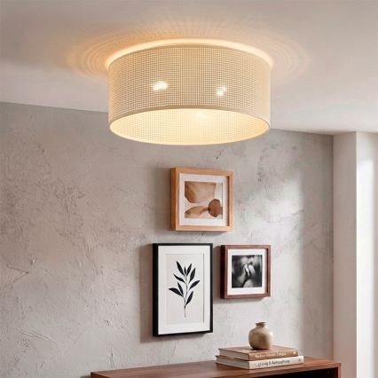 Plafondlamp SIRJA PLISADO 2xE27/15W/230V Ø 35 cm crème