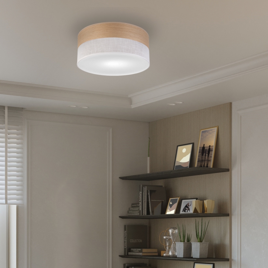 Plafondlamp SIRJA WOOD 1xE27/15W/230V diameter 35 cm wit/eiken