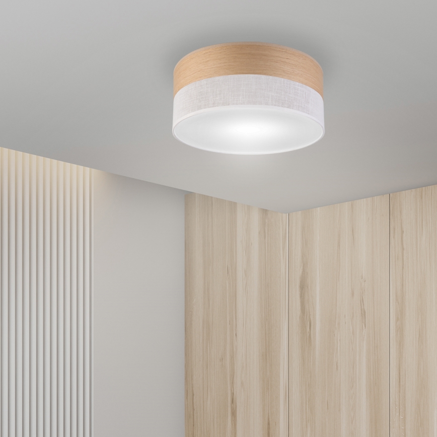 Plafondlamp SIRJA WOOD 1xE27/15W/230V diameter 35 cm wit/eiken