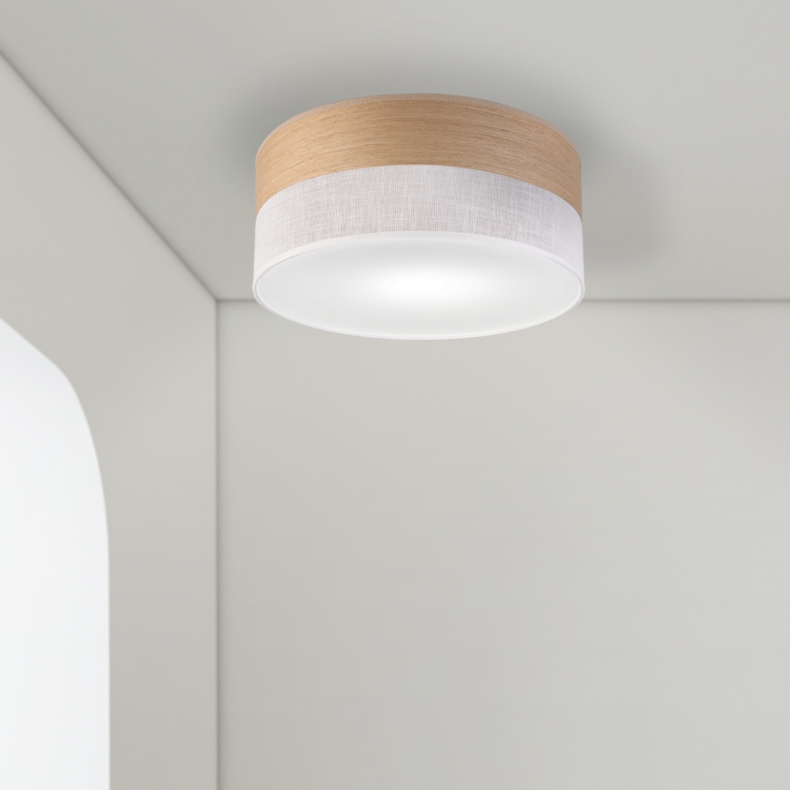 Plafondlamp SIRJA WOOD 1xE27/15W/230V diameter 35 cm wit/eiken