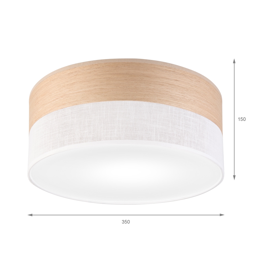 Plafondlamp SIRJA WOOD 1xE27/15W/230V diameter 35 cm wit/eiken