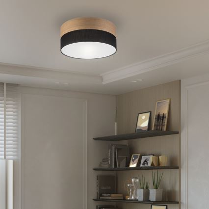 Plafondlamp SIRJA WOOD 1xE27/15W/230V diameter 35 cm zwart/eiken