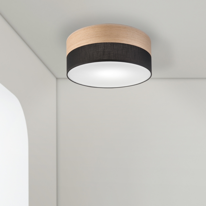 Plafondlamp SIRJA WOOD 1xE27/15W/230V diameter 35 cm zwart/eiken