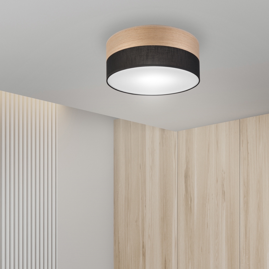 Plafondlamp SIRJA WOOD 1xE27/15W/230V diameter 35 cm zwart/eiken
