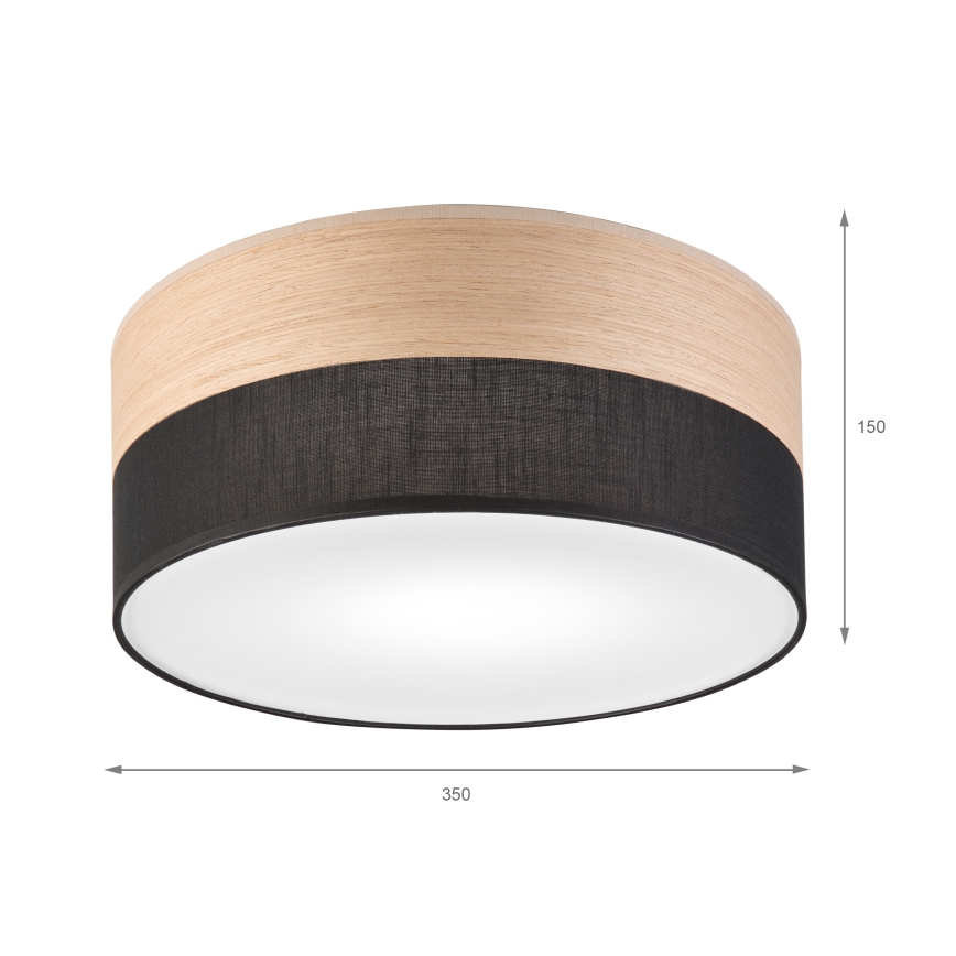 Plafondlamp SIRJA WOOD 1xE27/15W/230V diameter 35 cm zwart/eiken