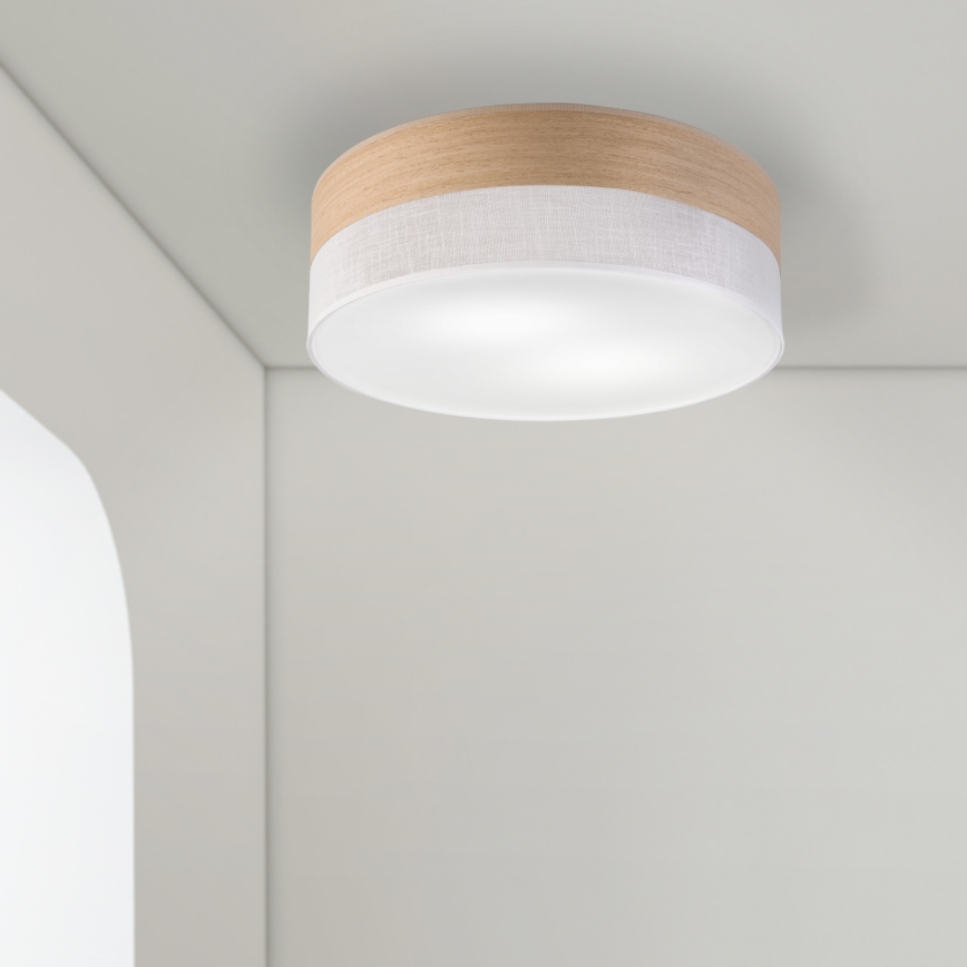 Plafondlamp SIRJA WOOD 2xE27/15W/230V diameter 45 cm wit/eiken