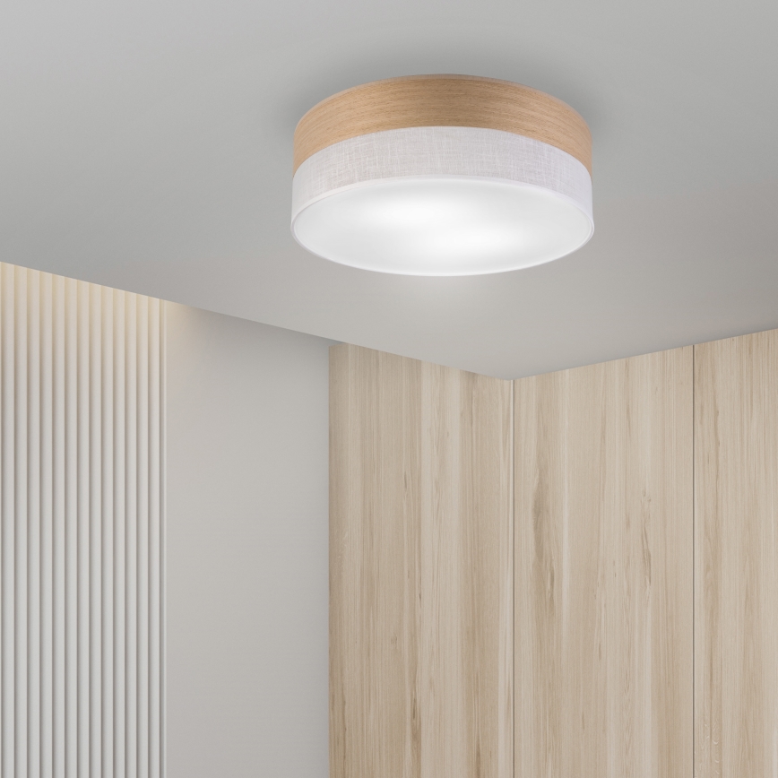Plafondlamp SIRJA WOOD 2xE27/15W/230V diameter 45 cm wit/eiken