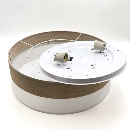 Plafondlamp SIRJA WOOD 2xE27/15W/230V diameter 45 cm wit/eiken