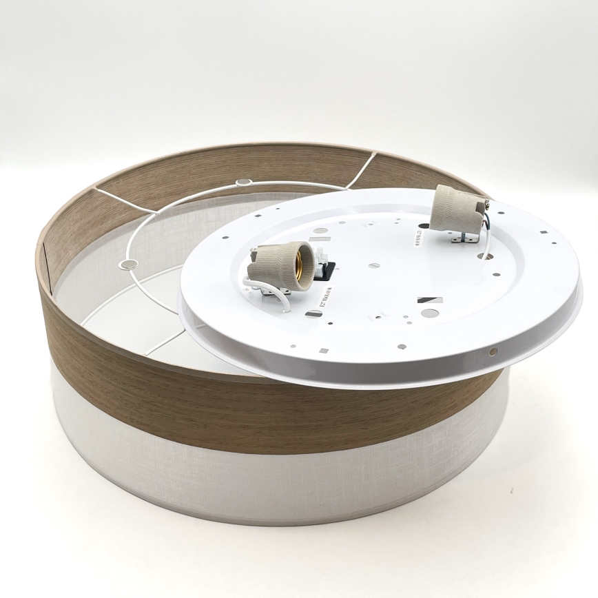 Plafondlamp SIRJA WOOD 2xE27/15W/230V diameter 45 cm wit/eiken
