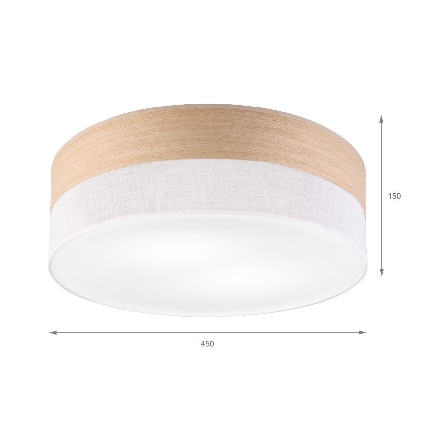 Plafondlamp SIRJA WOOD 2xE27/15W/230V diameter 45 cm wit/eiken