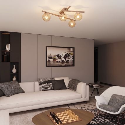 Plafondlamp SMART 4xE14/10W/230V beige/gerookt beige
