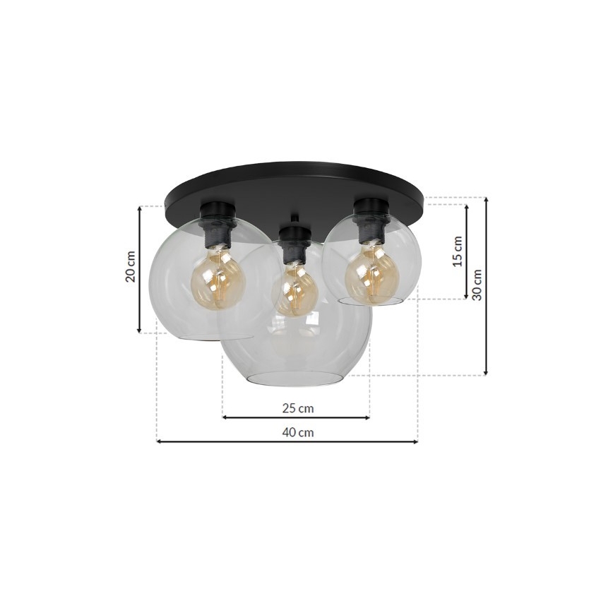 Plafondlamp SOFIA 3xE27/60W/230V doorzichtig