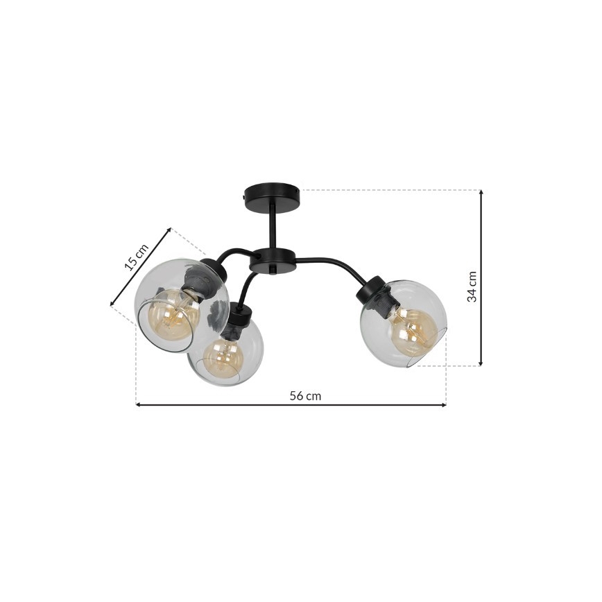 Plafondlamp SOFIA 3xE27/60W/230V doorzichtig