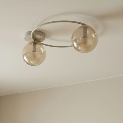Plafondlamp SOPRA 2xE14/10W/230V beige/rookbeige