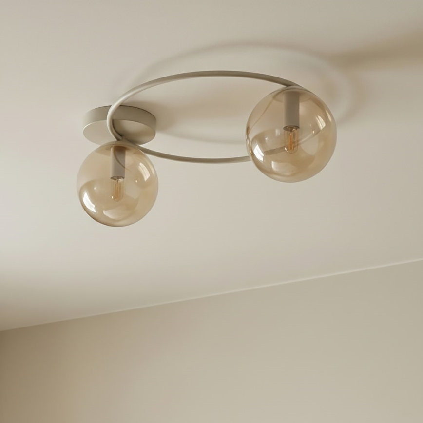 Plafondlamp SOPRA 2xE14/10W/230V beige/rookbeige