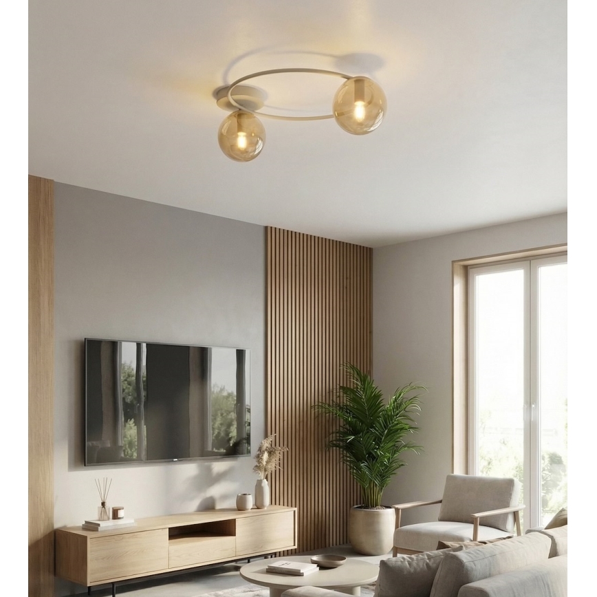 Plafondlamp SOPRA 2xE14/10W/230V beige/rookbeige