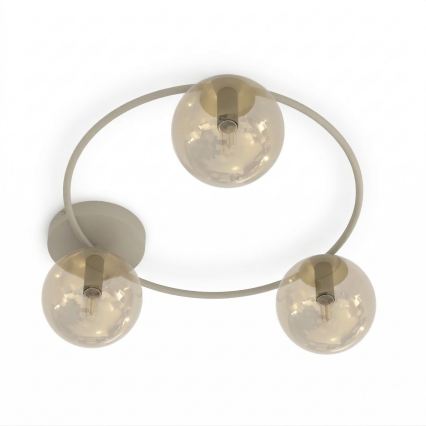 Plafondlamp SOPRA 3xE14/10W/230V beige/rookbeige