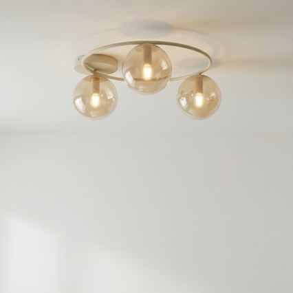 Plafondlamp SOPRA 3xE14/10W/230V beige/rookbeige