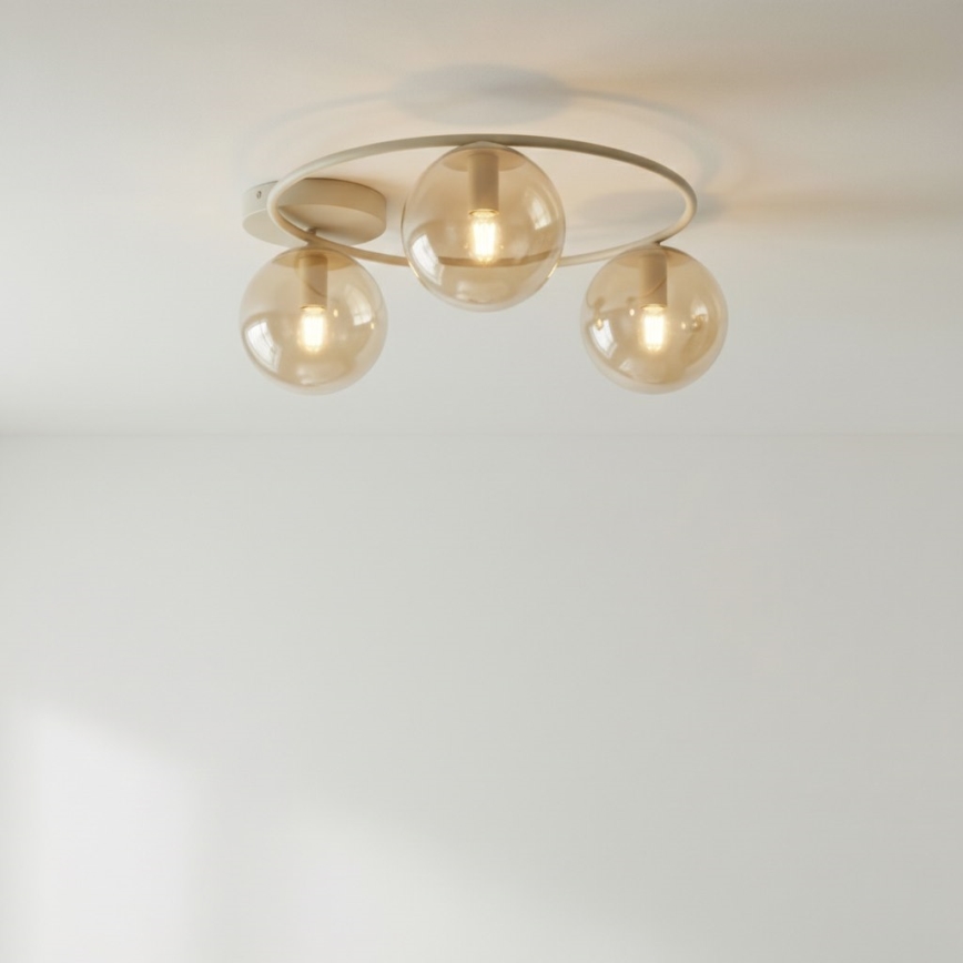 Plafondlamp SOPRA 3xE14/10W/230V beige/rookbeige