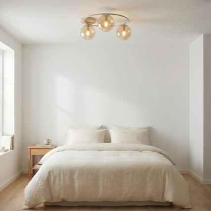 Plafondlamp SOPRA 3xE14/10W/230V beige/rookbeige
