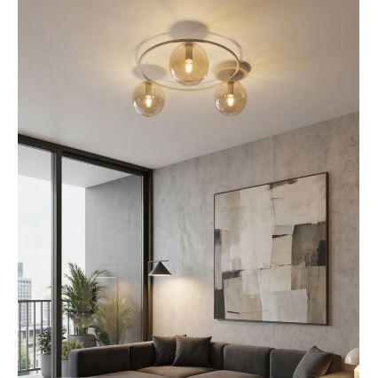 Plafondlamp SOPRA 3xE14/10W/230V beige/rookbeige