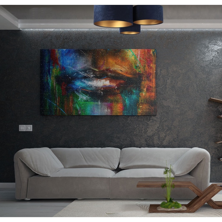 Plafondlamp SPACE 3xE27/60W/230V blauw/goud