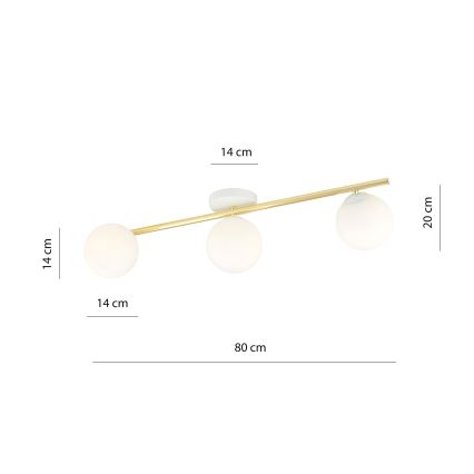 Plafondlamp SPLENDI 3xE14/10W/230V wit/goud