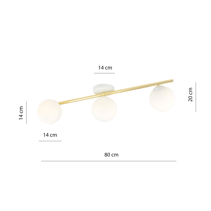 Plafondlamp SPLENDI 3xE14/10W/230V wit/goud