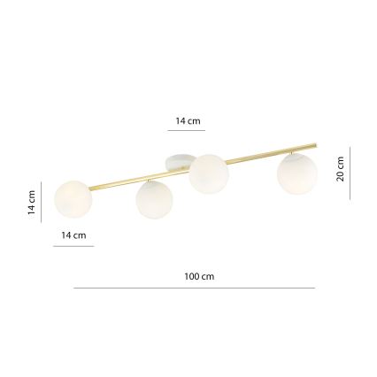 Plafondlamp SPLENDI 4xE14/10W/230V wit/goud