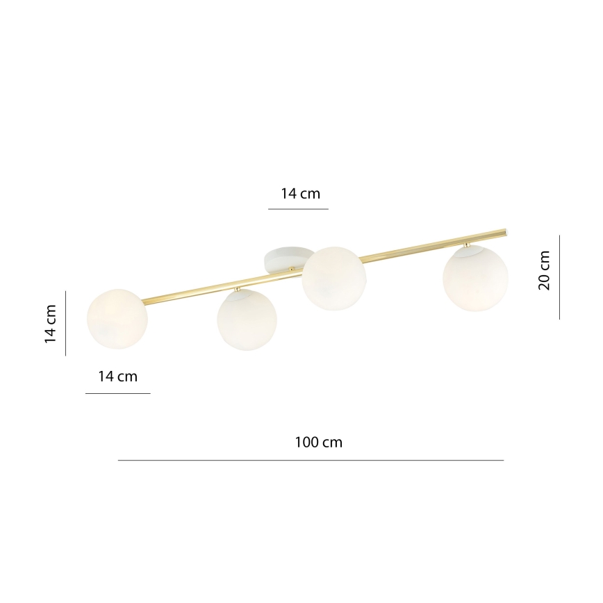 Plafondlamp SPLENDI 4xE14/10W/230V wit/goud