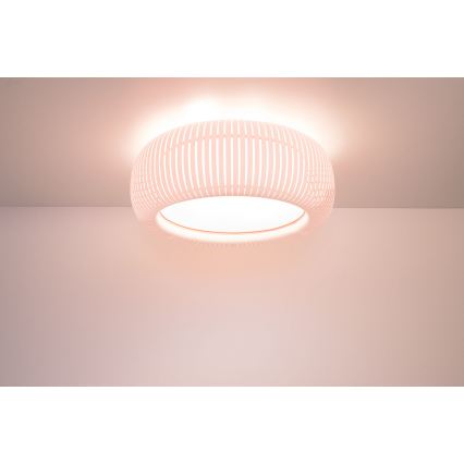 Plafondlamp STRIPES – 2x E27, 40W, 230V, Ø 55 cm, wit/roze