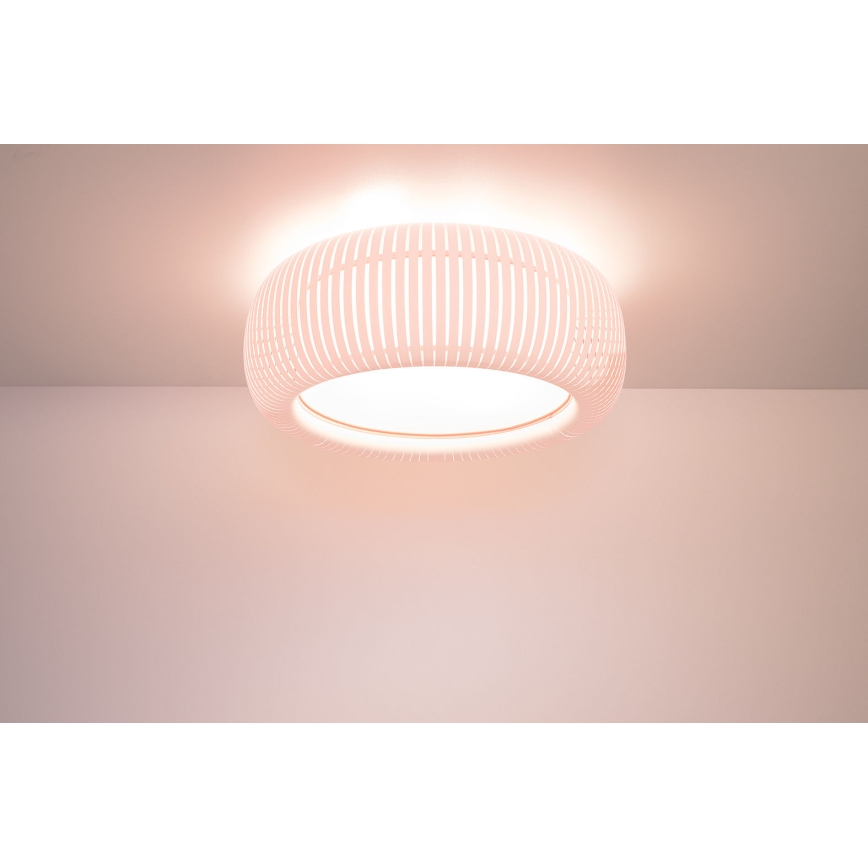 Plafondlamp STRIPES – 2x E27, 40W, 230V, Ø 55 cm, wit/roze
