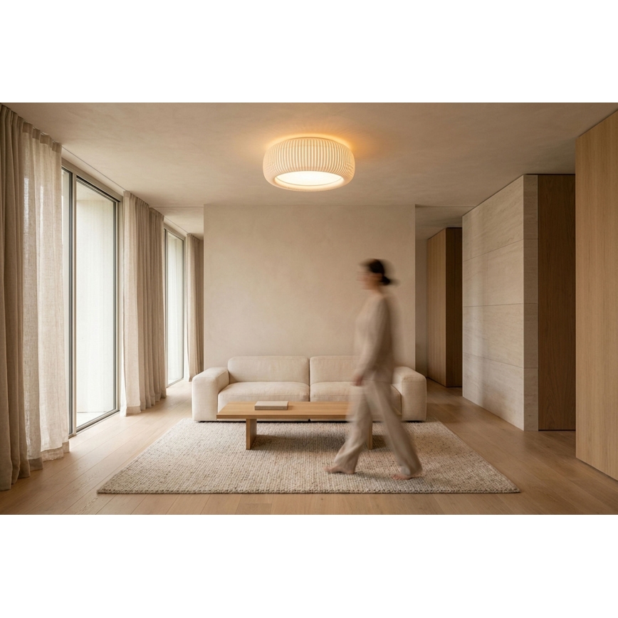 Plafondlamp STRIPES 2xE27/40W/230V Ø 55 cm wit/crème